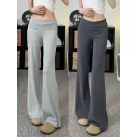 翻腰运动微喇裤女新款春秋季小个子低腰喇叭裤辣妹瑜伽卫裤子