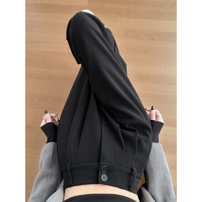 高级感西装裤女春秋薄款宽松直筒休闲显瘦黑色高腰直筒垂感阔腿裤