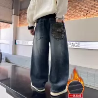 儿童男童加绒牛仔裤新款中大童冬季长裤秋冬款加厚一体绒裤子