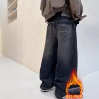 儿童装男童冬装加绒裤子新款秋冬款中大童男孩冬季加厚牛仔裤