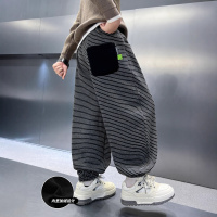 男童加绒裤子一体绒新款加厚中大童运动裤秋冬儿童条纹休闲裤