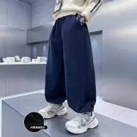男童加绒裤子春秋冬款儿童冬季一体绒运动裤新款大童条绒裤潮