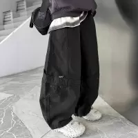 男童裤子秋冬款新款中大童男孩休闲宽松儿童加绒阔腿工装裤潮