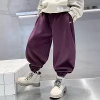 男童裤子秋冬款新款炸街加厚一体绒中大童休闲休闲运动卫裤潮