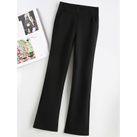 黑色喇叭裤女新款高腰垂感阔腿小个子休闲显瘦早秋微喇西装裤