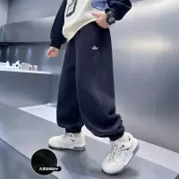 儿童装男童一体加绒裤子冬季新款男孩加厚运动卫裤大童秋冬款