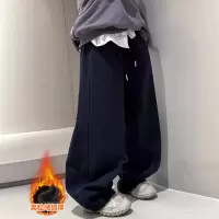 男童冬季一体加绒裤子新款加厚男孩运动卫裤大童直筒裤秋冬款