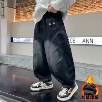 男童冬季加绒加厚一体绒裤子秋冬新款中大儿童装冬装牛仔裤潮