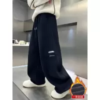 男童冬季加绒裤子新款初中生中大童秋冬款加厚一体绒运动卫裤