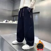 男童加绒牛仔裤冬季保暖一体绒加厚青少年中大童潮酷宽松长裤子潮