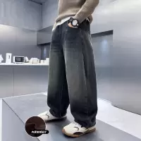 男童加绒牛仔裤新款大儿童加厚冬季直筒裤秋冬款一体绒裤子潮