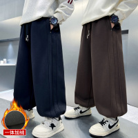 男童加绒裤子一体绒新款中大童加厚卫裤宽松儿童运动裤冬季潮