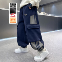 男童加绒裤子新款秋冬款一体绒大儿童冬季男孩加厚运动工装裤