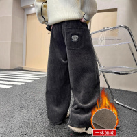 男童加绒裤子新款秋冬款男孩冬季加厚卫裤大儿童一体绒运动裤
