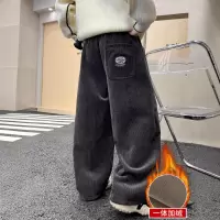 男童加绒裤子新款秋冬款男孩冬季加厚卫裤大儿童一体绒运动裤