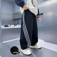 男童加绒裤子秋冬一体绒卫裤新款大儿童长裤冬装运动裤加厚潮