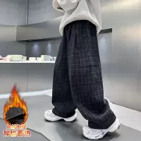 男童秋冬款裤子加绒加厚新款儿童休闲一体绒初中生冬季格子裤