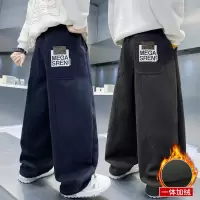 男童裤子休闲裤加绒加厚秋冬季大童冬款帅气一体绒工装裤初中生潮