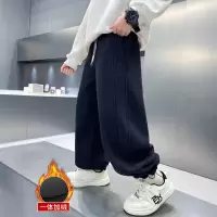 男童运动阔腿裤秋冬款新款中大童卫裤加厚儿童加绒一体绒裤子
