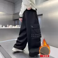 男童加绒工装裤子新款秋冬款加厚一体绒大儿童冬季男孩长裤潮