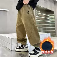男童加绒裤子冬季新款冬装休闲裤儿童一体绒加厚灯芯绒长裤潮