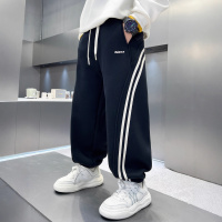 男童秋冬款裤子加绒加厚新款冬季初中生儿童一体绒运动卫裤潮