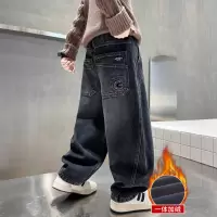 儿童装男童加绒裤子冬装新款秋冬款冬季男孩加厚牛仔中大童潮