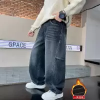 儿童装男童加绒裤子冬装新款秋冬款加厚冬季男孩牛仔中大童潮