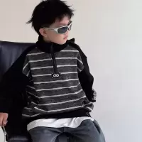 男童秋冬款卫衣加绒加厚新款中大童冬季儿童半高领一体绒上衣