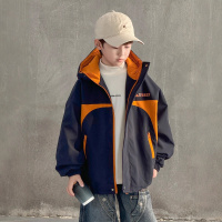 男童夹棉冲锋衣新款中大童帅气棉服秋冬儿童冬装外套加厚