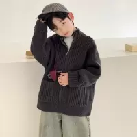 男童秋冬款开衫毛衣炸街新款大童装冬装儿童冬季加厚针织衫潮