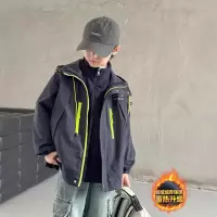 儿童装男童冲锋衣新款大童三合一可拆卸秋冬季加厚外套加绒潮