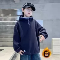儿童装男童秋冬款加绒卫衣新款冬季中大童冬装加厚连帽男孩潮
