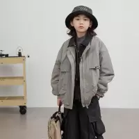 男童假两件外套秋冬款新款大男孩冬装儿童冬季加厚夹棉上衣潮