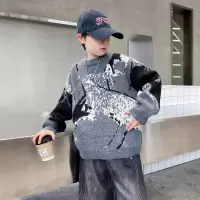 男童冬季加厚毛衣新款男孩冬装针织衫中大童秋冬款打底衫洋气