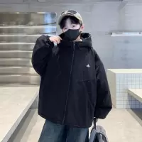 男童加绒外套新款秋冬款加厚冬季男孩派克服冬中大童韩版棉衣