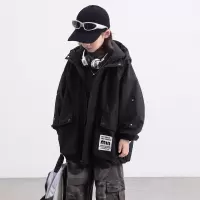 男童夹棉外套秋冬新款加厚男孩连帽派克服儿童户外防水冲锋衣