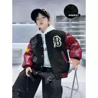 男童棒球服棉衣外套新款秋冬夹棉加厚大儿童洋气棉服运动范潮