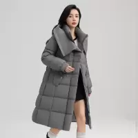 冬季新款棉衣棉服时尚百搭长款腰带款简约大气保暖女外套棉袄