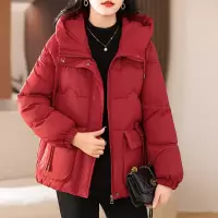 新款冬季洋气时尚短款棉服百搭棉袄女棉衣连帽加厚大码女外套