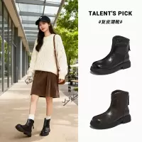 真皮马丁靴女秋冬新款百搭靴子女短靴休闲百搭瘦瘦靴时尚女靴