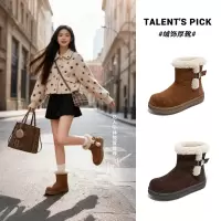 羊羔毛保暖雪地靴女冬季新款加厚加绒短靴休闲百搭复古靴子女