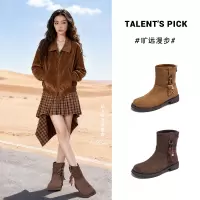 新款马丁靴女冬季新款复古洋气短靴厚底休闲百搭美拉德靴子女