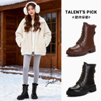 真兔毛真皮马丁靴女冬季新款加绒保暖复古女靴百搭厚底靴子女