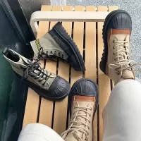 真皮贝壳头马丁靴女冬季新款短靴女复古瘦瘦靴厚底女式靴子女