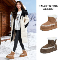 真羊毛真皮雪地靴女冬新款加绒保暖百搭复古棉靴休闲加厚女靴