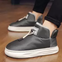 亲子鞋冬季雪地靴时尚保暖棉鞋情侣款加绒加厚舒适套脚男鞋子