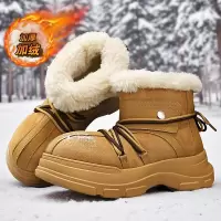 冬季新款男鞋加绒保暖绒感雪地靴大头鞋休闲防滑厚底短筒男靴棉鞋