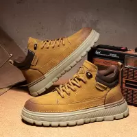 冬季新款马丁靴英伦风皮鞋复古男鞋百搭高帮厚底防滑工装靴休闲鞋