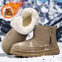 冬季时尚新款雪地靴休闲棉鞋男靴绒面东北加绒加厚防滑男鞋